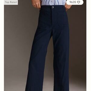 Anthropologie Colette Cropped Wide Leg pants navy in 32T.